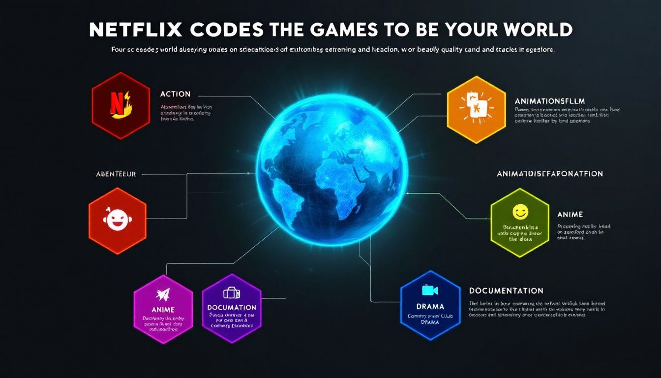 Beliebte Netflix Codes für verschiedene Genres, einschließlich Action und Abenteuer.